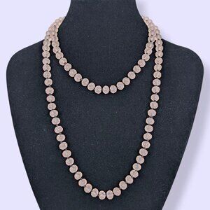 V. Frosted Pink Glass Beaded Infinity Necklace